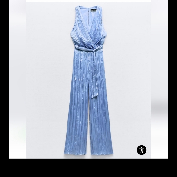 Zara NWTs Satin Jumpsuit With Wrinkled Effect - Picture 9 of 10